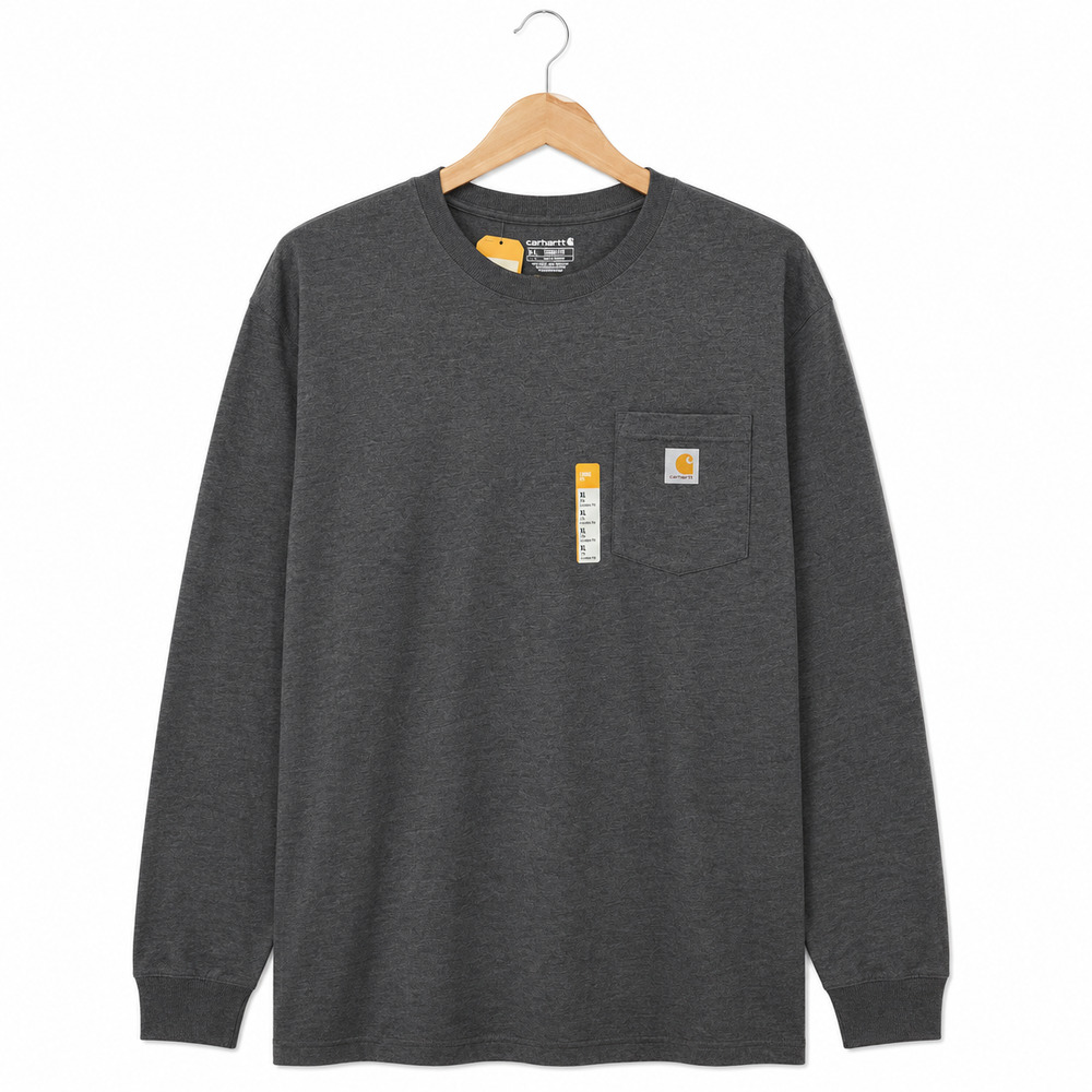 Carhartt Tee Mens XL Tall Grey Loose Fit Heavyweight Long Sleeve Pocket NWT